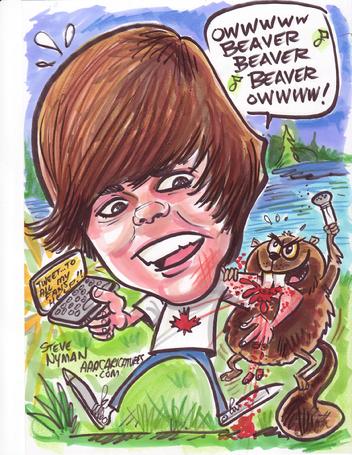 Justin Bieber attacked by Beaver